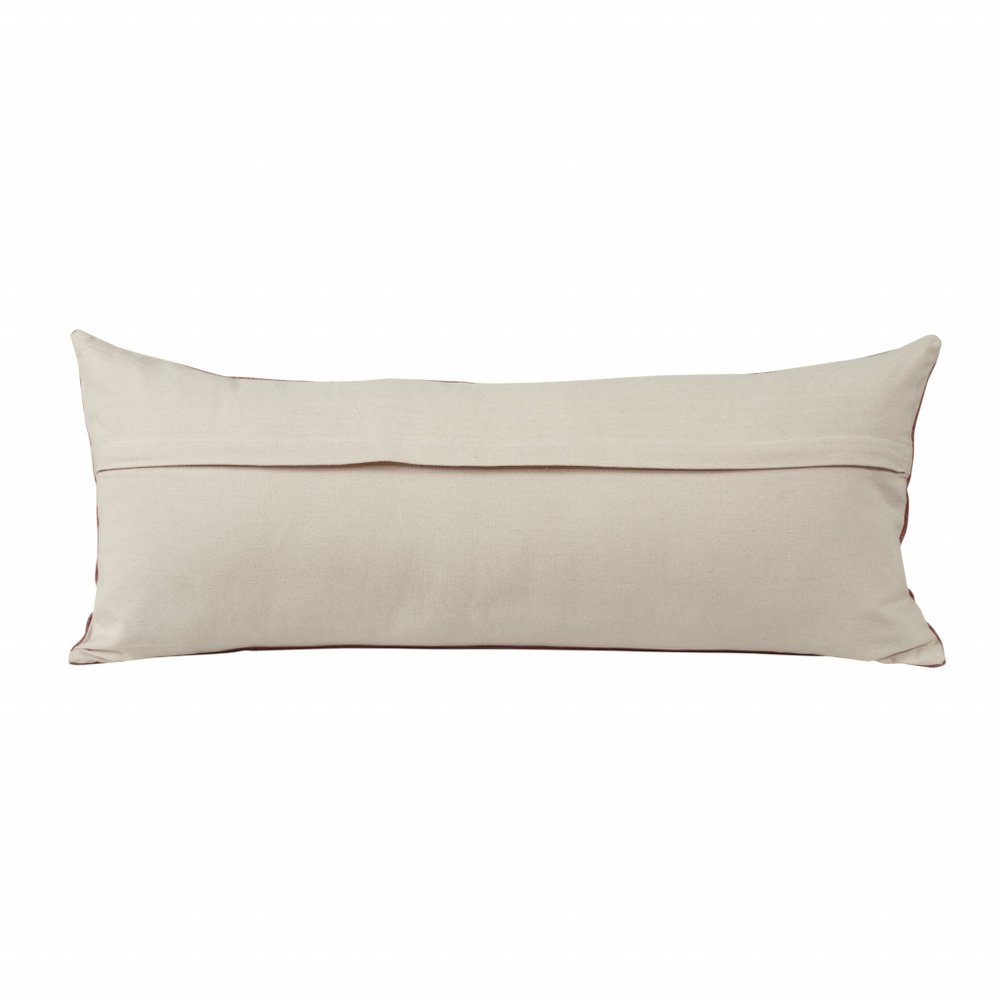 14" X 36" Dusty Rose And White Cotton Medallion Throw Pillow