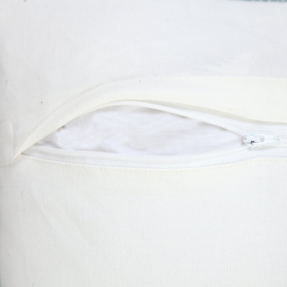 14" X 36" Light Blue Cotton Lumbar Throw Pillow With Fringe