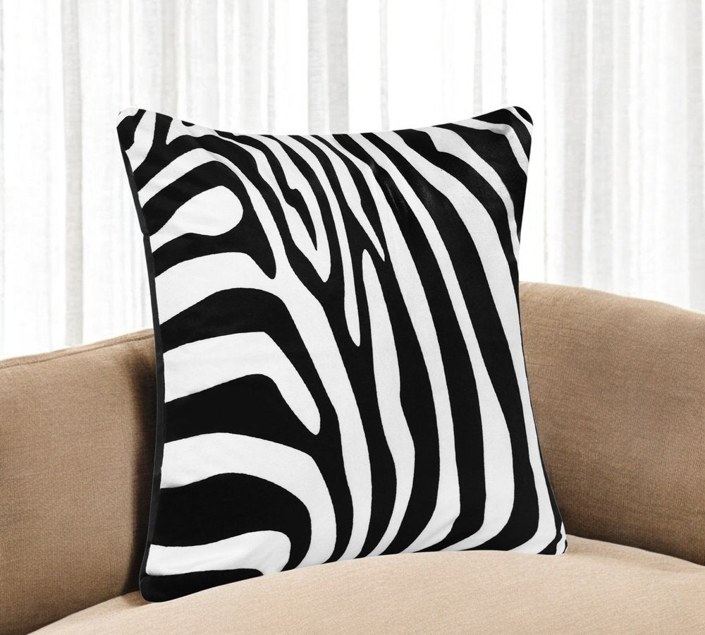 20" Black And White Fabric Forest Animals Throw Pillow