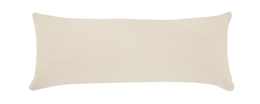 14" X 36" Orange And Off-White 100% Cotton Striped Zippered Pillow