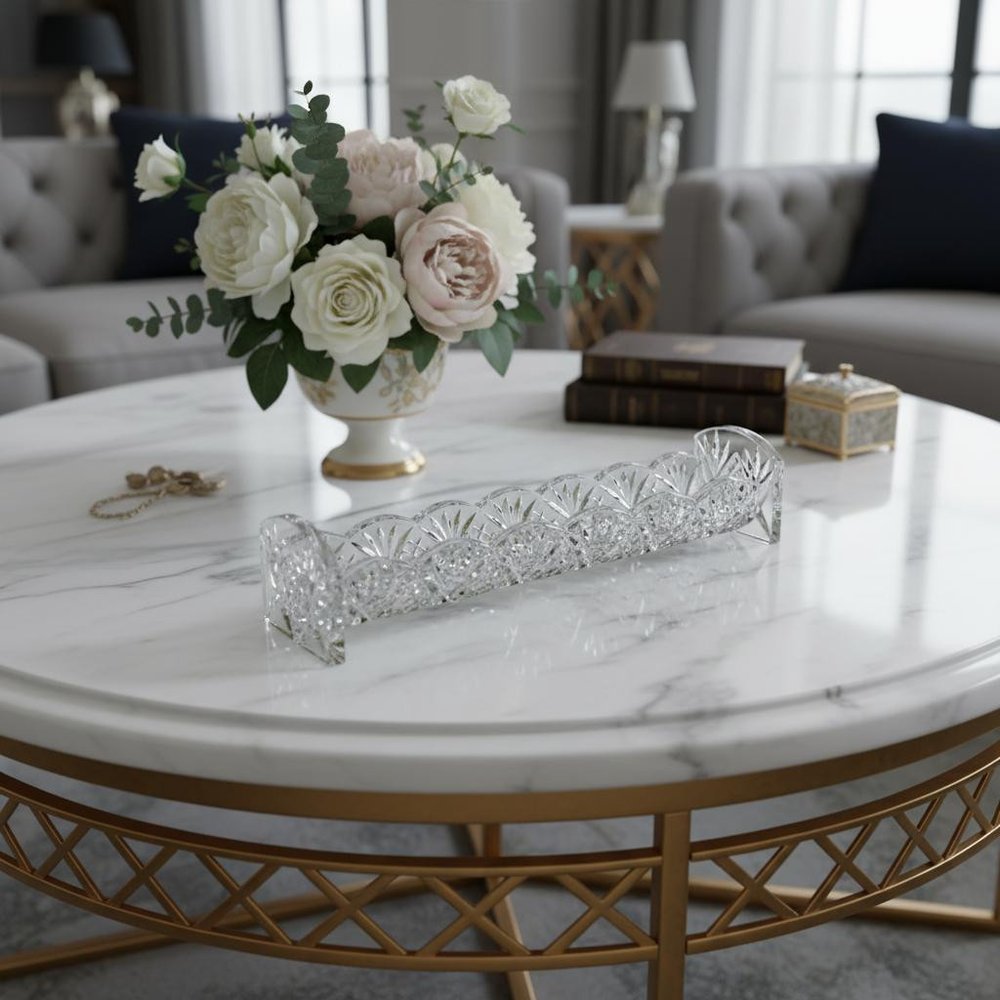 10" Rectangular Cut Crystal Cracker Tray