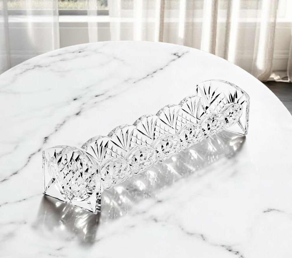 10" Rectangular Cut Crystal Cracker Tray