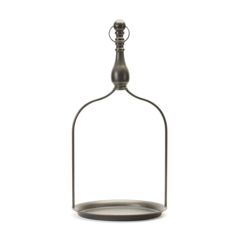 24" Brown Distressed Iron Tabletop Dish Candle Holder