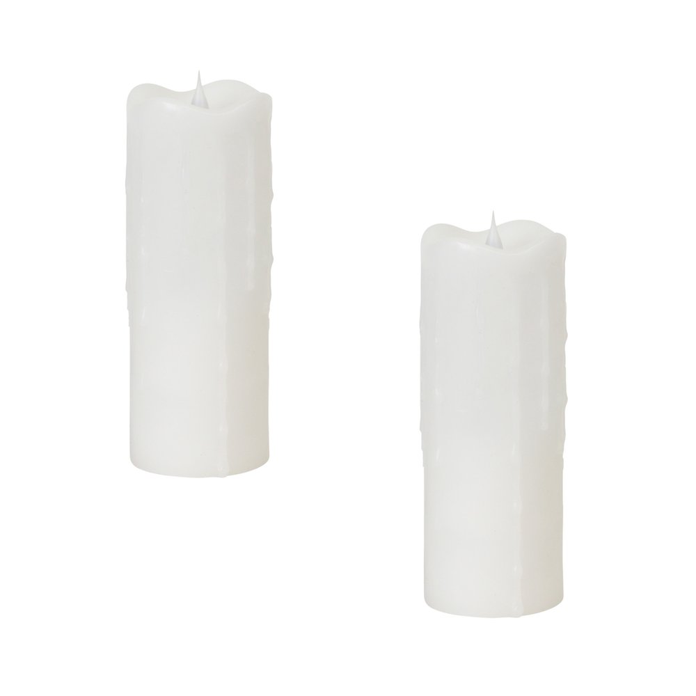 Set of Two White Flameless Pillar Candle