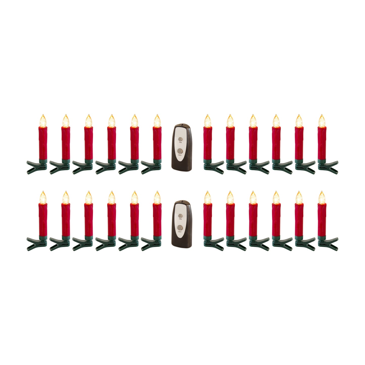 Set of Twentyfour Red Flameless Christmas Clip on Taper Candle