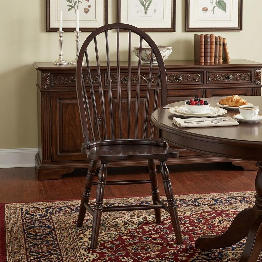 Espresso Wood Windsor Back Dining Side Chair