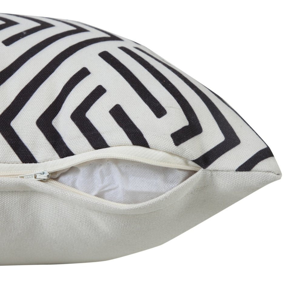 20" X 20" Black Zippered Geometric Indoor Outdoor Throw Pillow