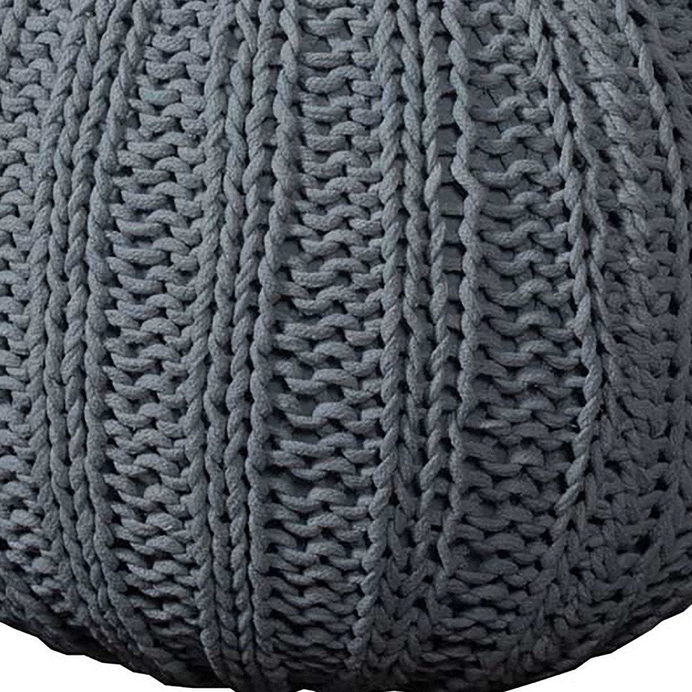 20" Beige Cotton Round Pouf Ottoman