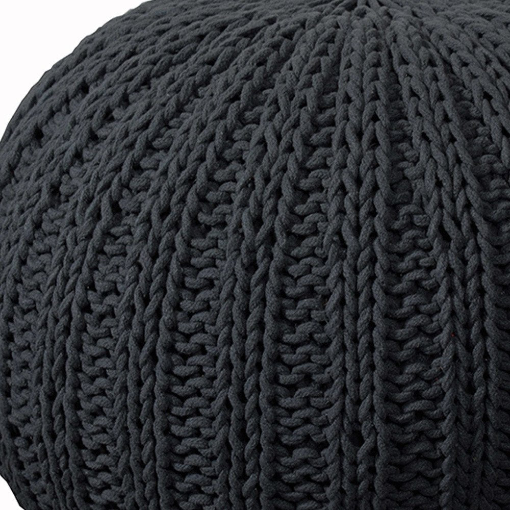 20" Beige Cotton Round Pouf Ottoman