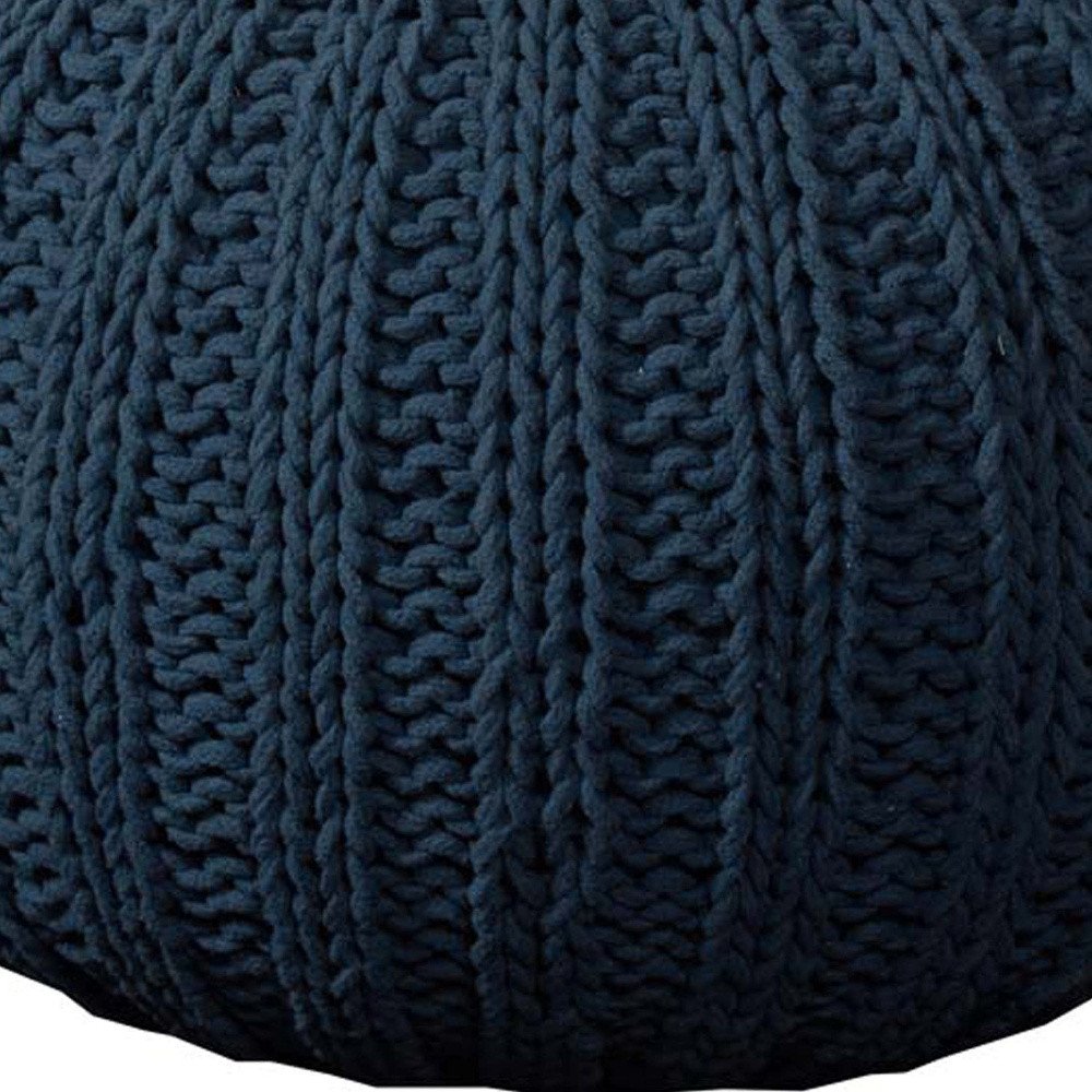 20" Beige Cotton Round Pouf Ottoman