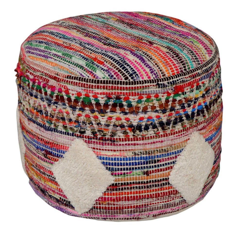 18" Rainbow Geometric Cylinder Pouf Ottoman