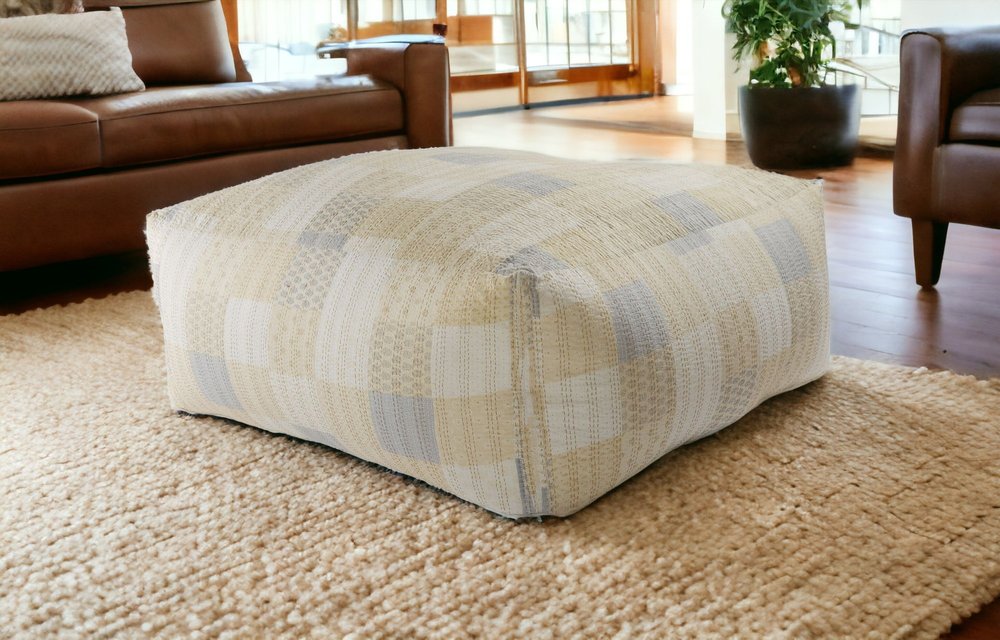 24" Red Patchwork Pouf Ottoman