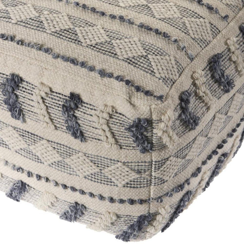 18" Blue Striped Pouf Ottoman