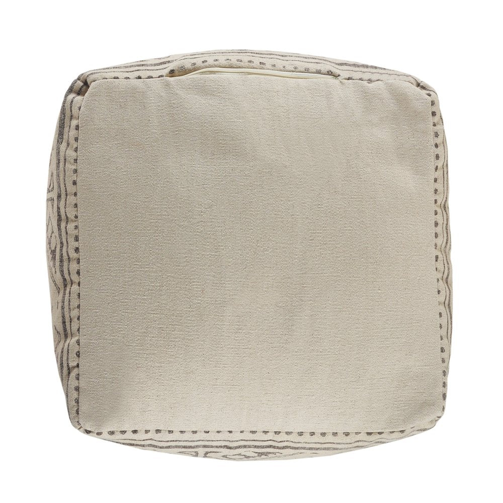 20" Beige Cotton Tribal Pouf Ottoman