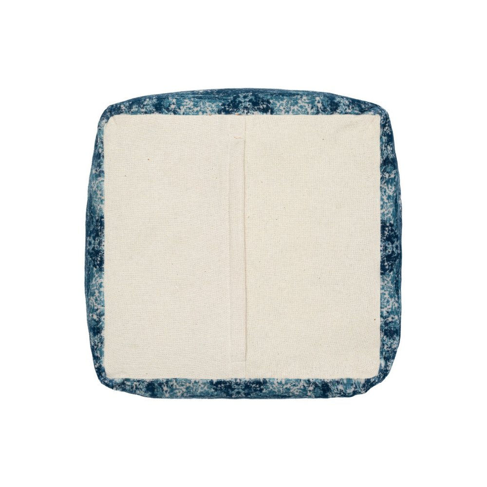 18" Blue Abstract Pouf Ottoman