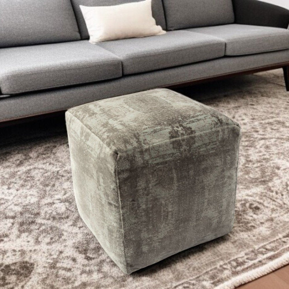 18" Blue Abstract Pouf Ottoman