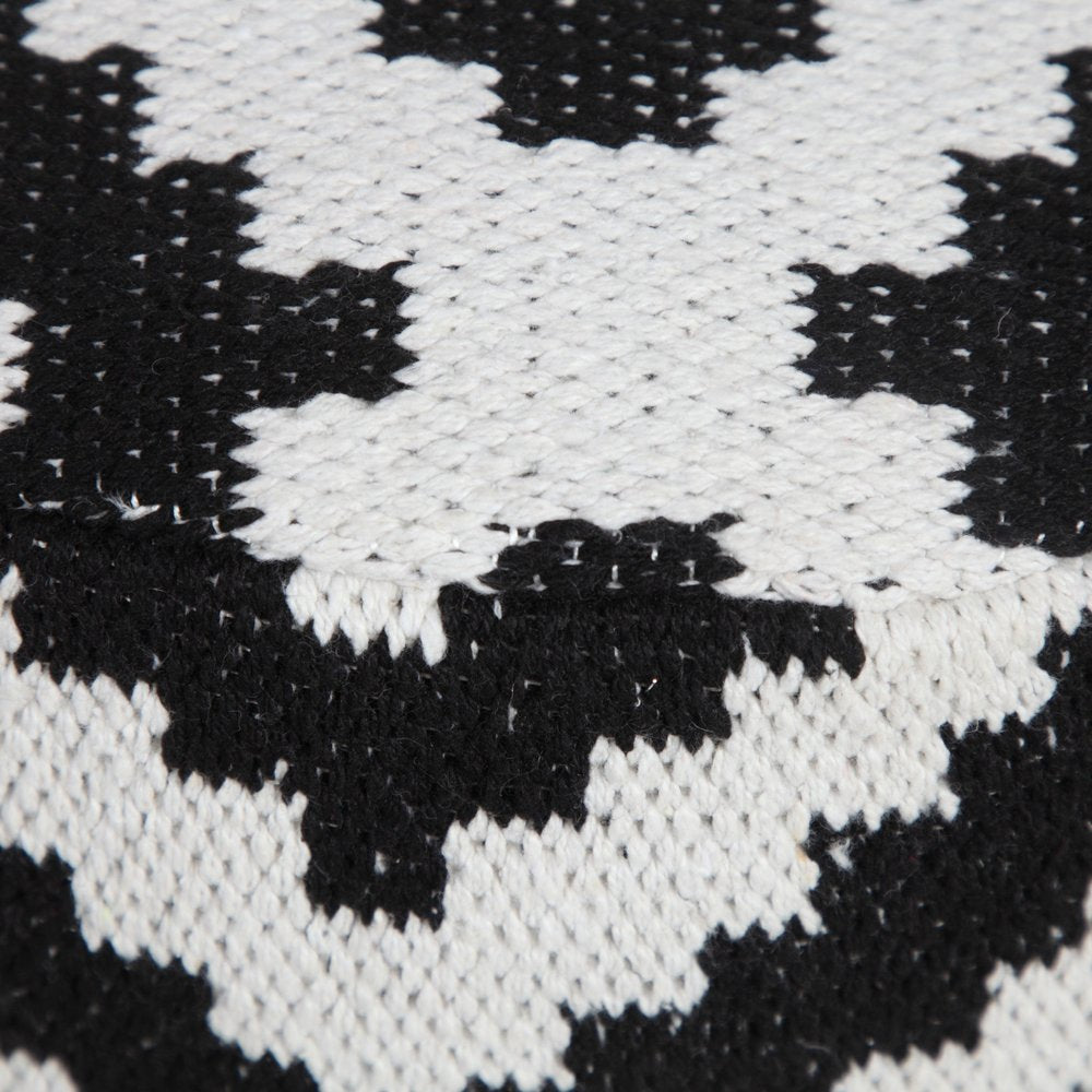 18" Black Cylinder Geometric Pouf Ottoman