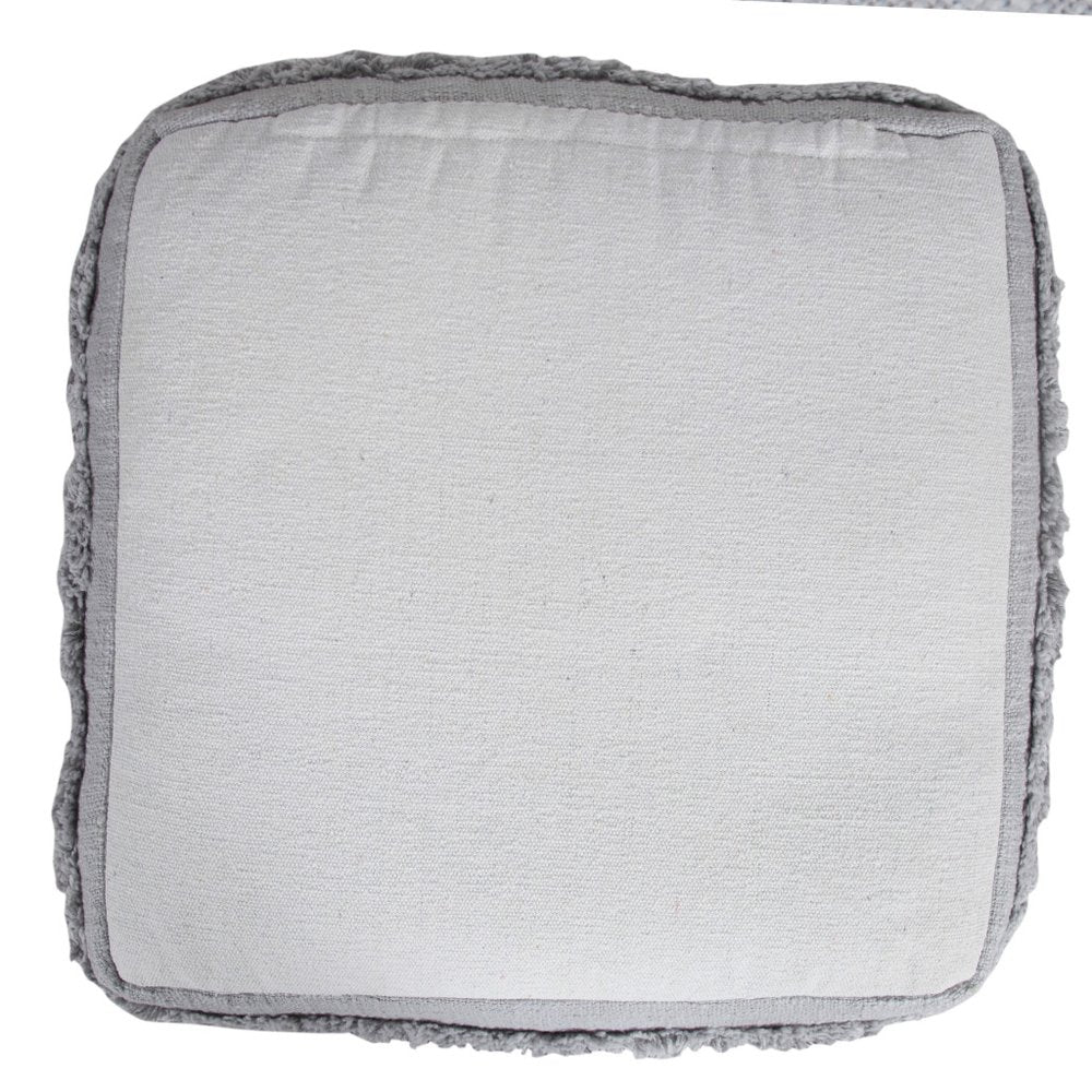18" Blue Cotton Striped Pouf Ottoman