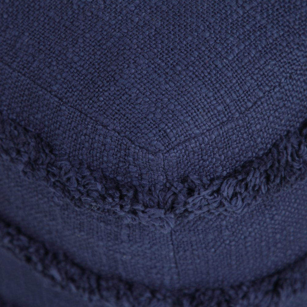 18" Blue Cotton Striped Pouf Ottoman