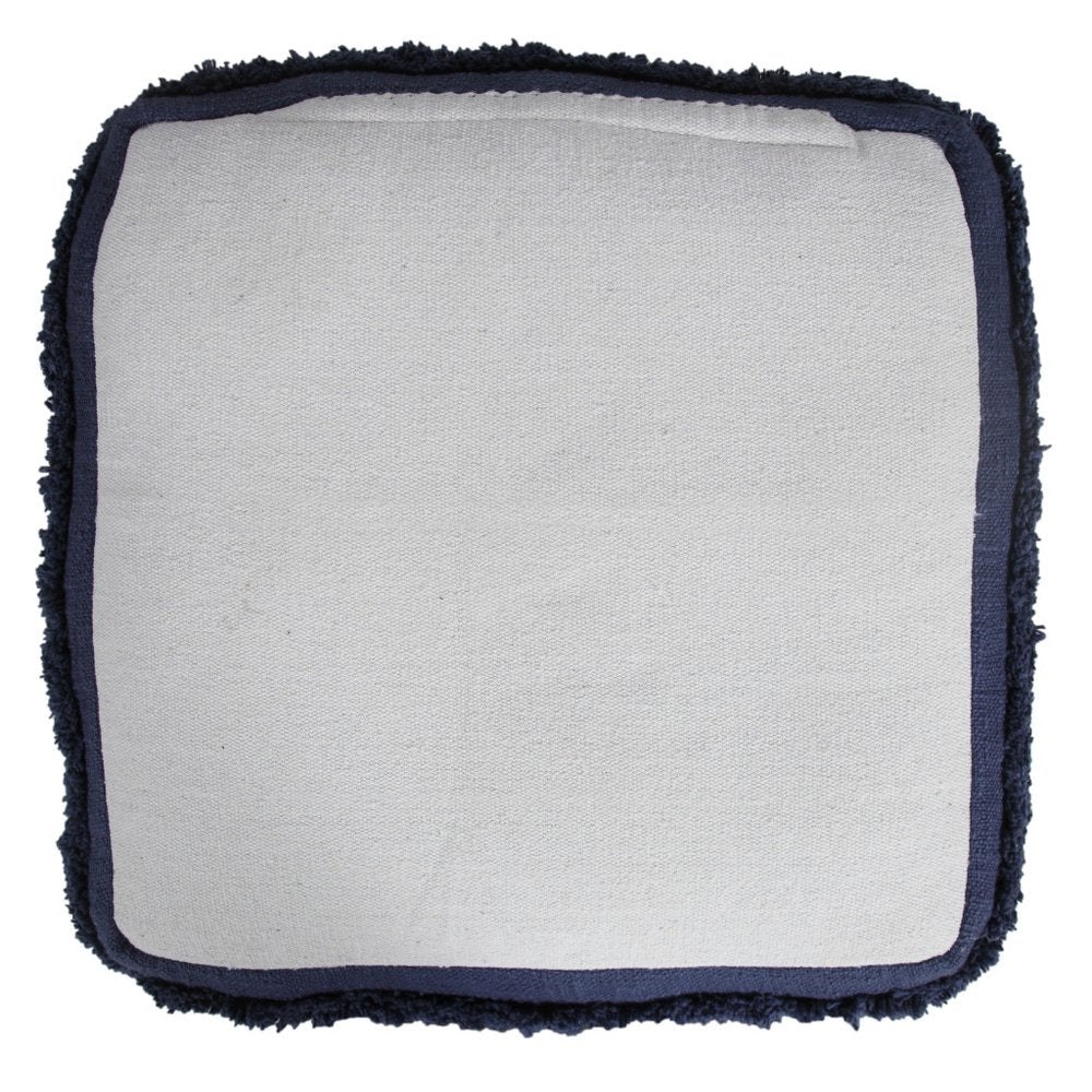 18" Blue Cotton Striped Pouf Ottoman