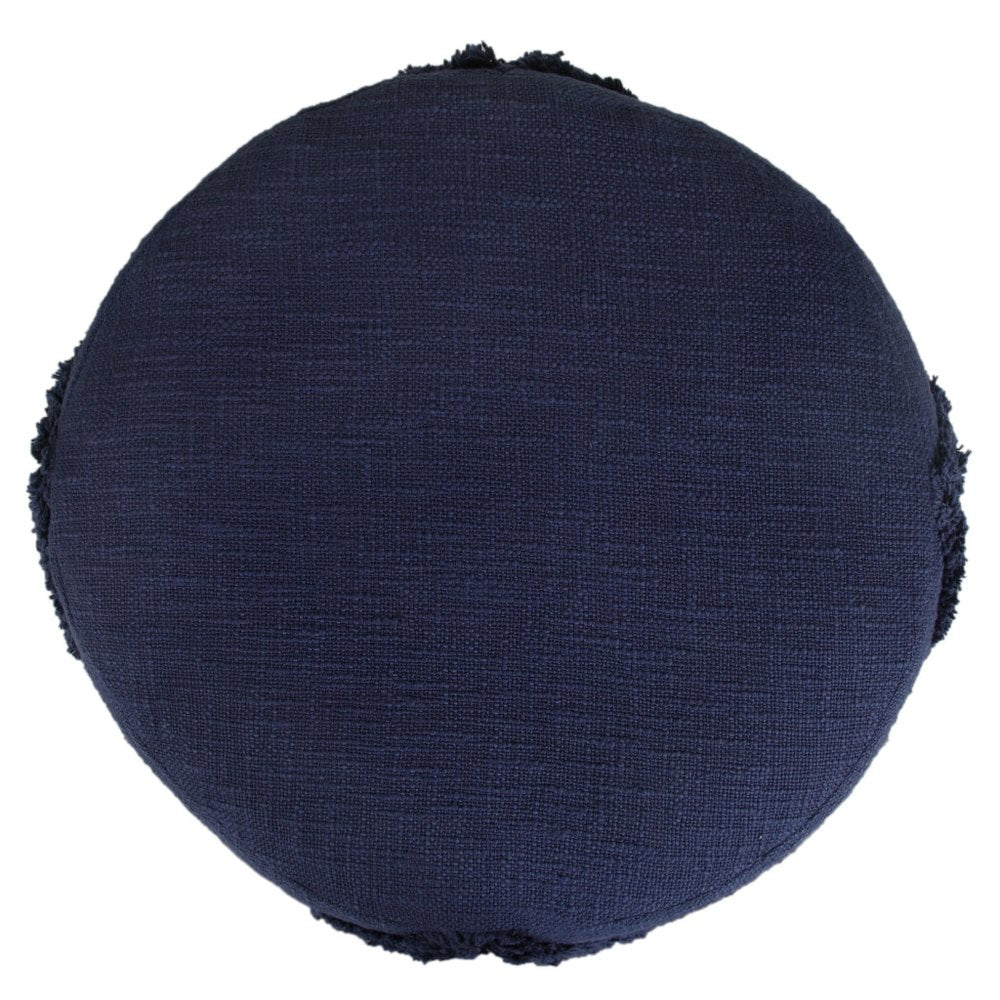 18" Brown Cotton Cylinder Geometric Pouf Ottoman