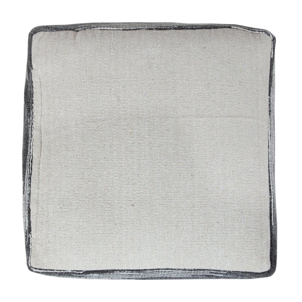 18" Gray Cotton Striped Pouf Ottoman