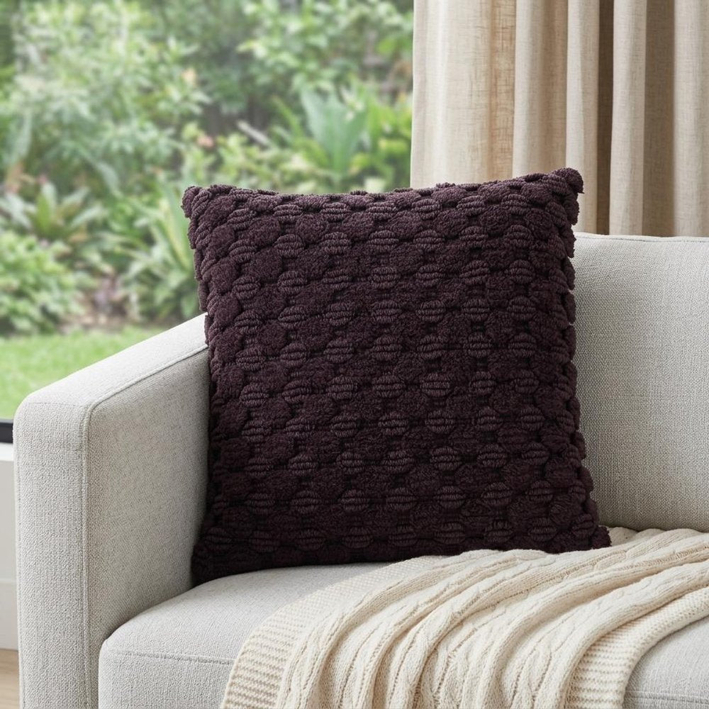 20" Wine Cotton Throw Pillow With Texture