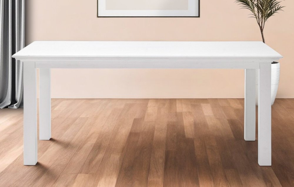 79" White Solid Wood Dining Table