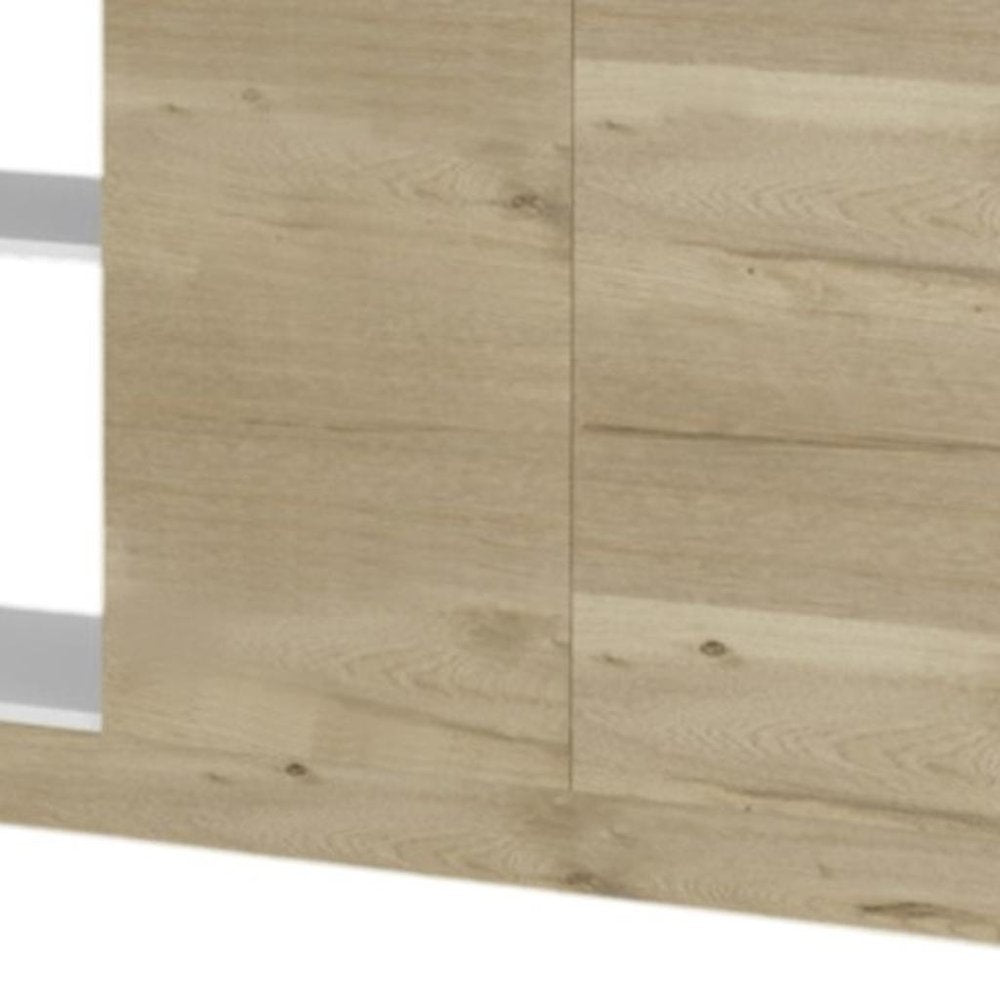 59" Natural White and Brown Wood Kitchen Island Set With Storage