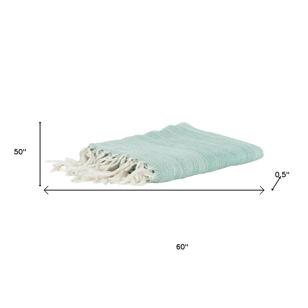 50" X 60" Aqua Woven Poly PET Abstract Stripe Throw Blanket with Tassels