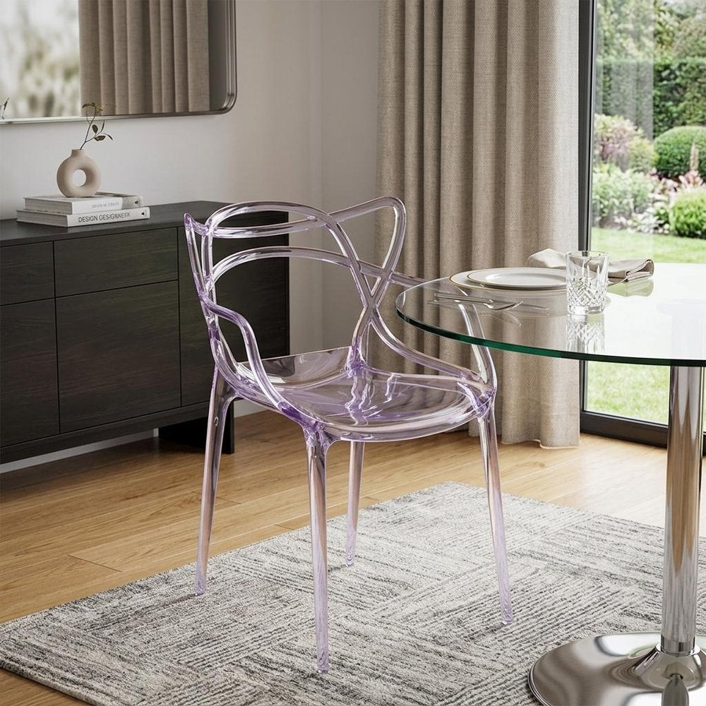 Clear Acrylic Open Back Dining Arm Chair