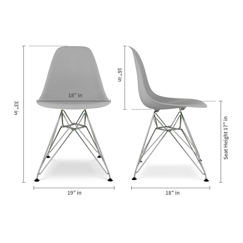 Gray and Silver Steel Dining Side Chair