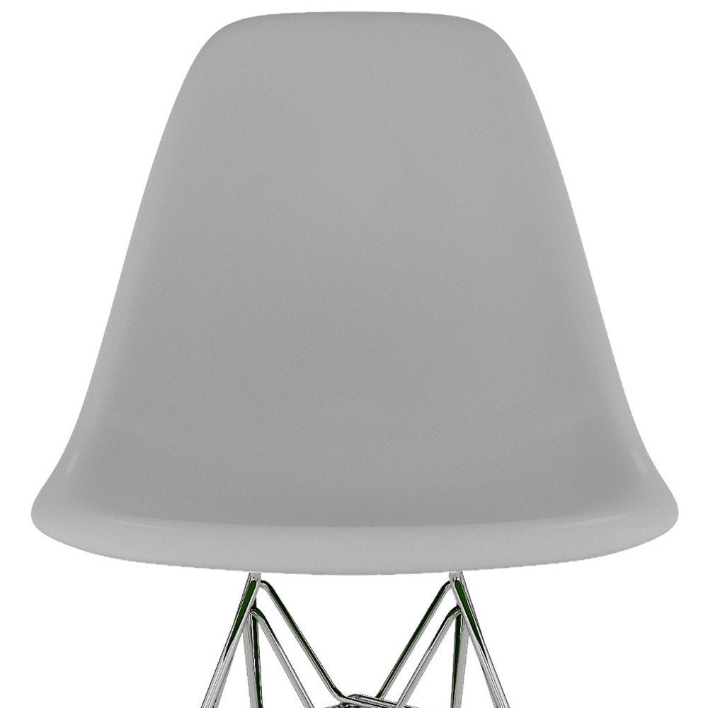 Gray and Silver Steel Dining Side Chair