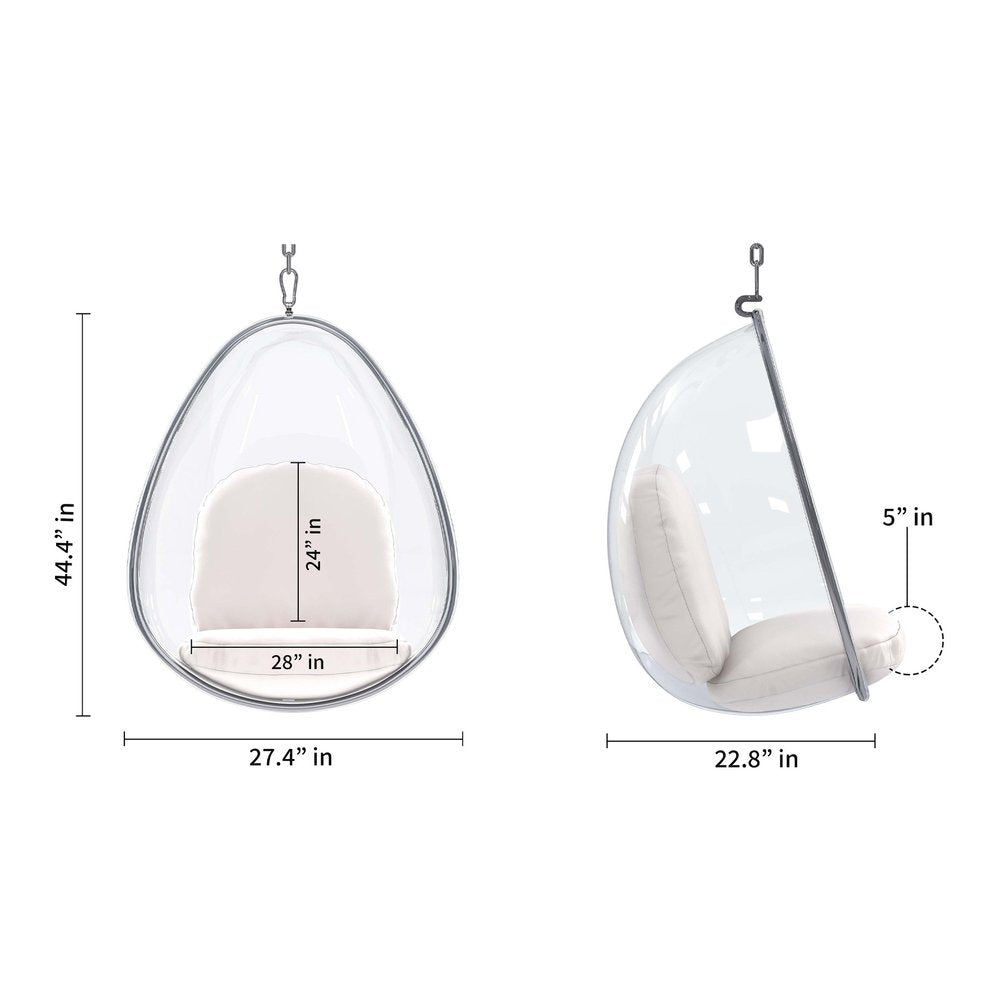 27" White Faux Leather Balloon Chair