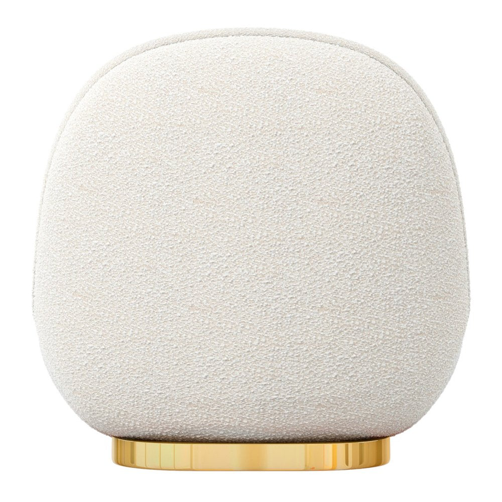 30" White and Gold Boucle Slipper Chair