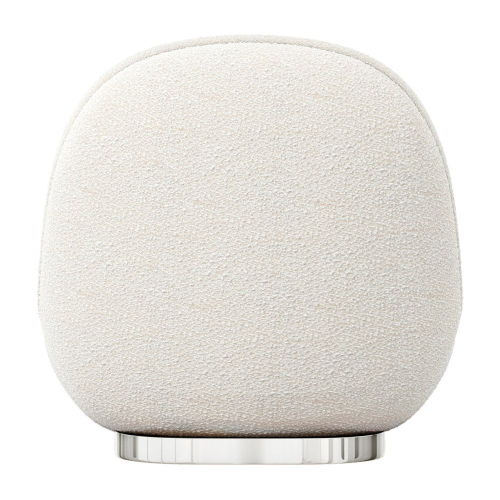 30" White and Silver Boucle Slipper Chair