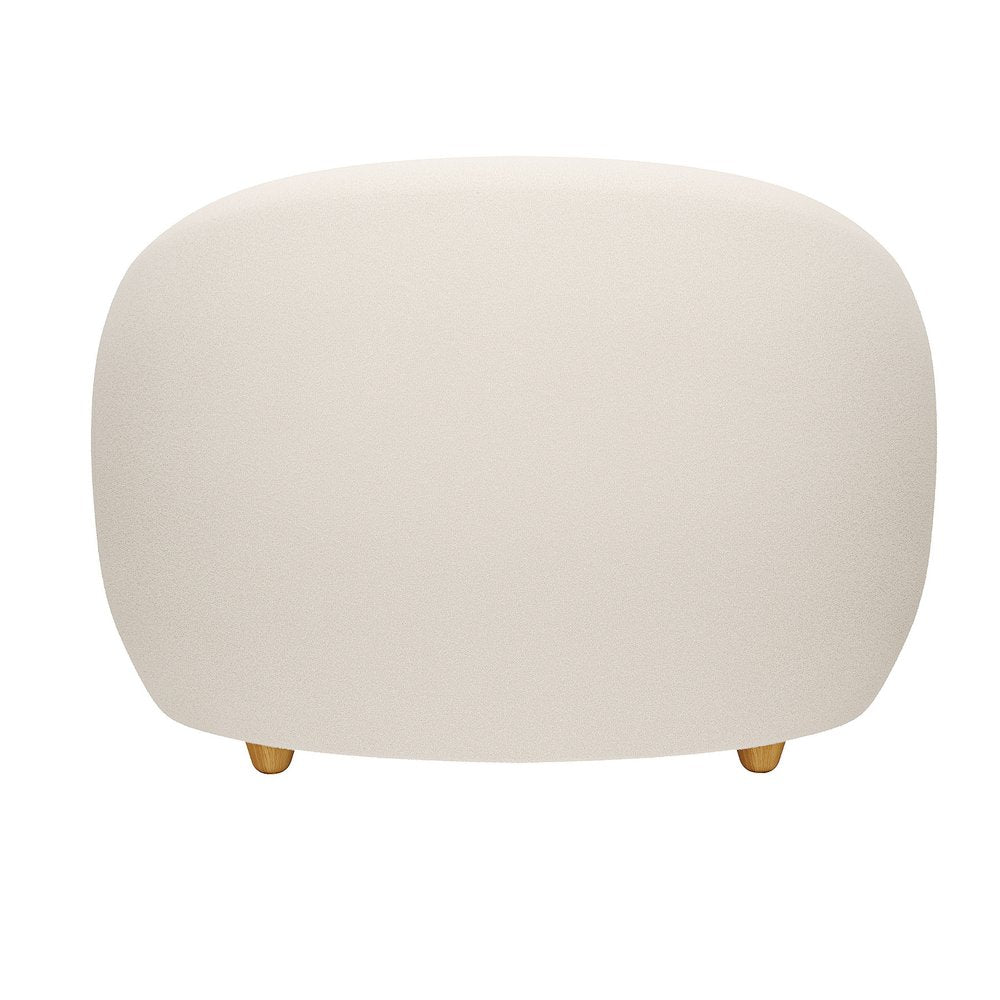 39" White and Natural Boucle Arm Chair