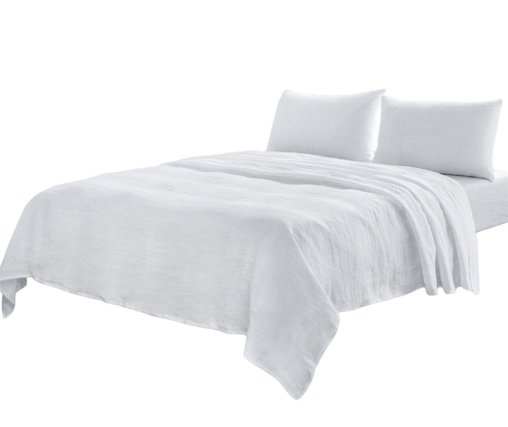 Four Piece Blue Linen California King Sheet Set