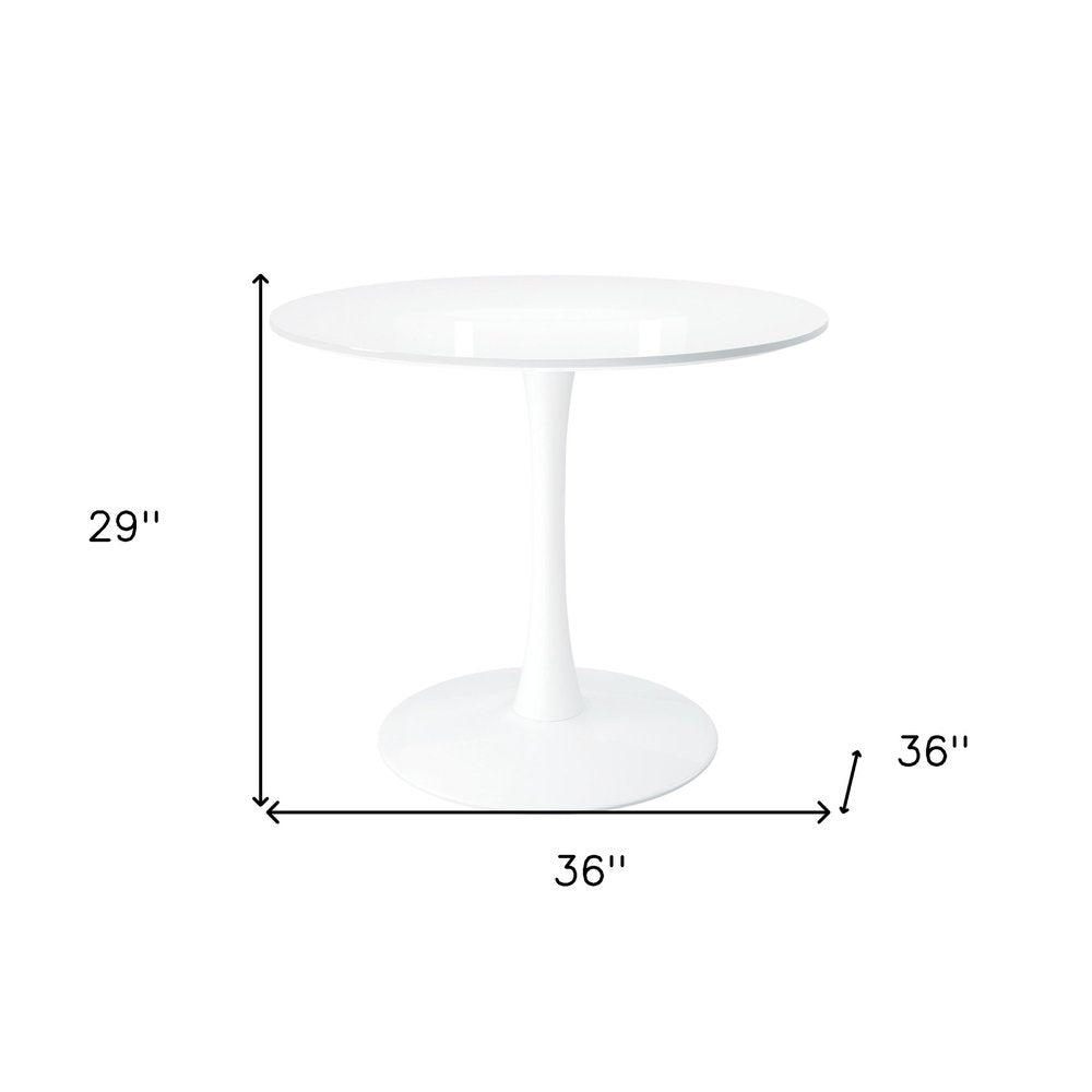 36" White Metal Dining Table