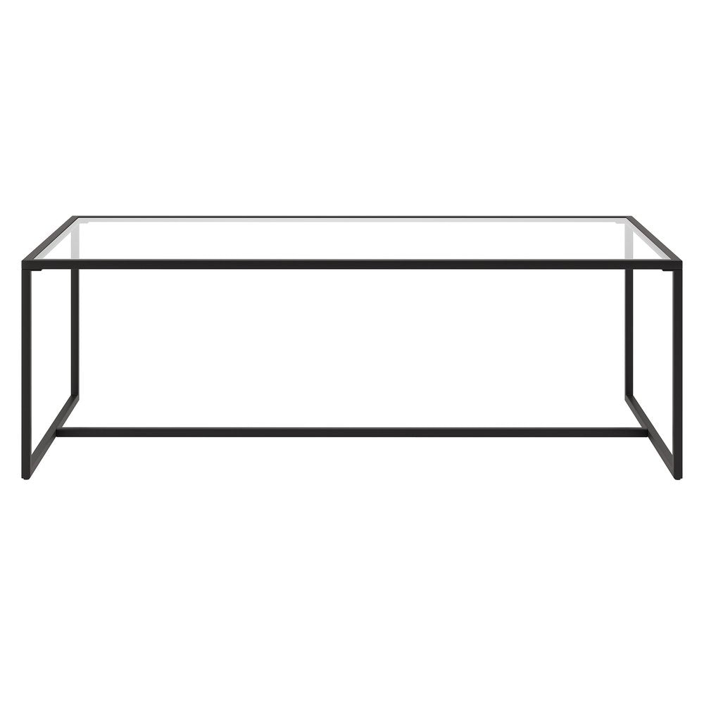 47" Black Glass And Steel Coffee Table