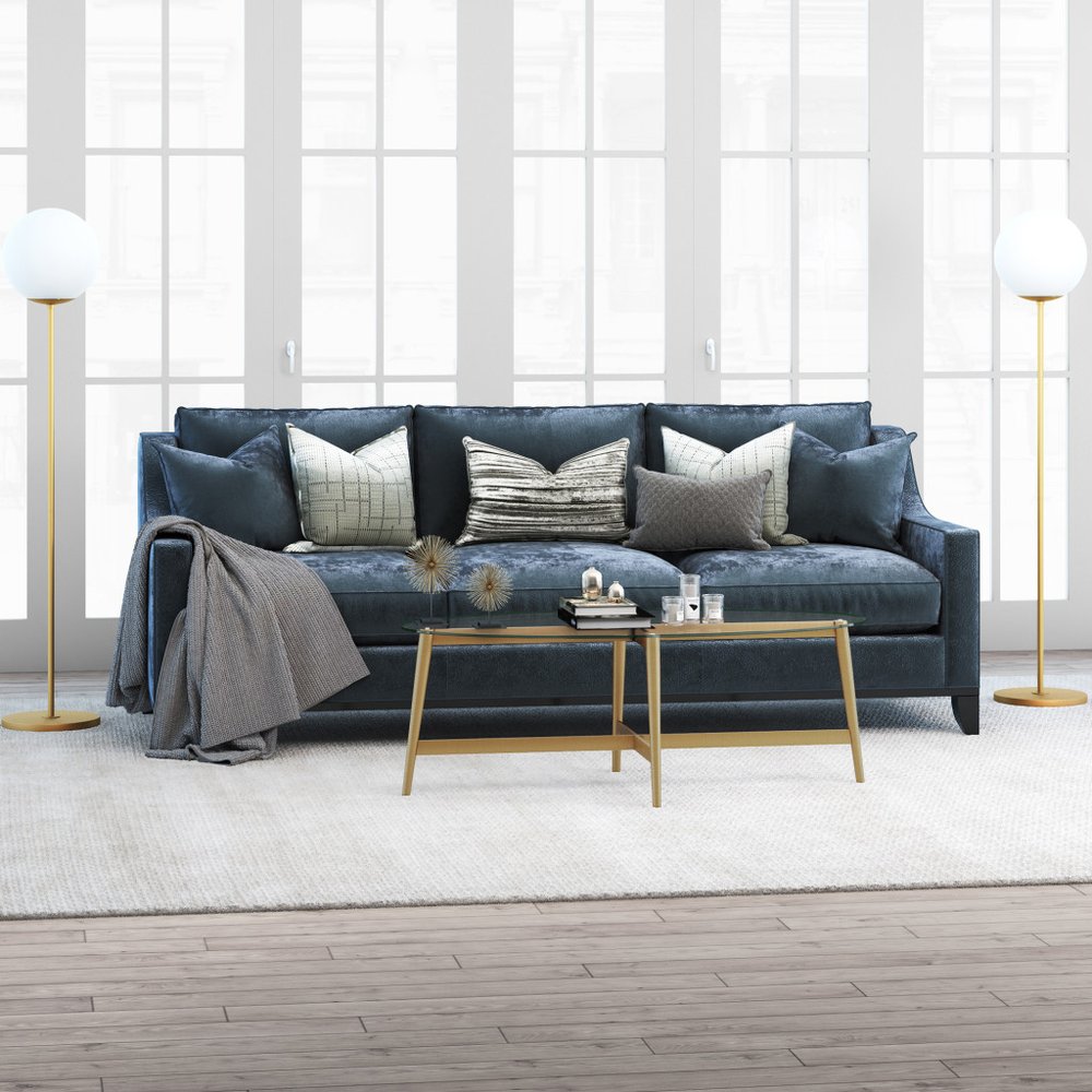 50" Clear And Gold Glass And Steel Oval Coffee Table