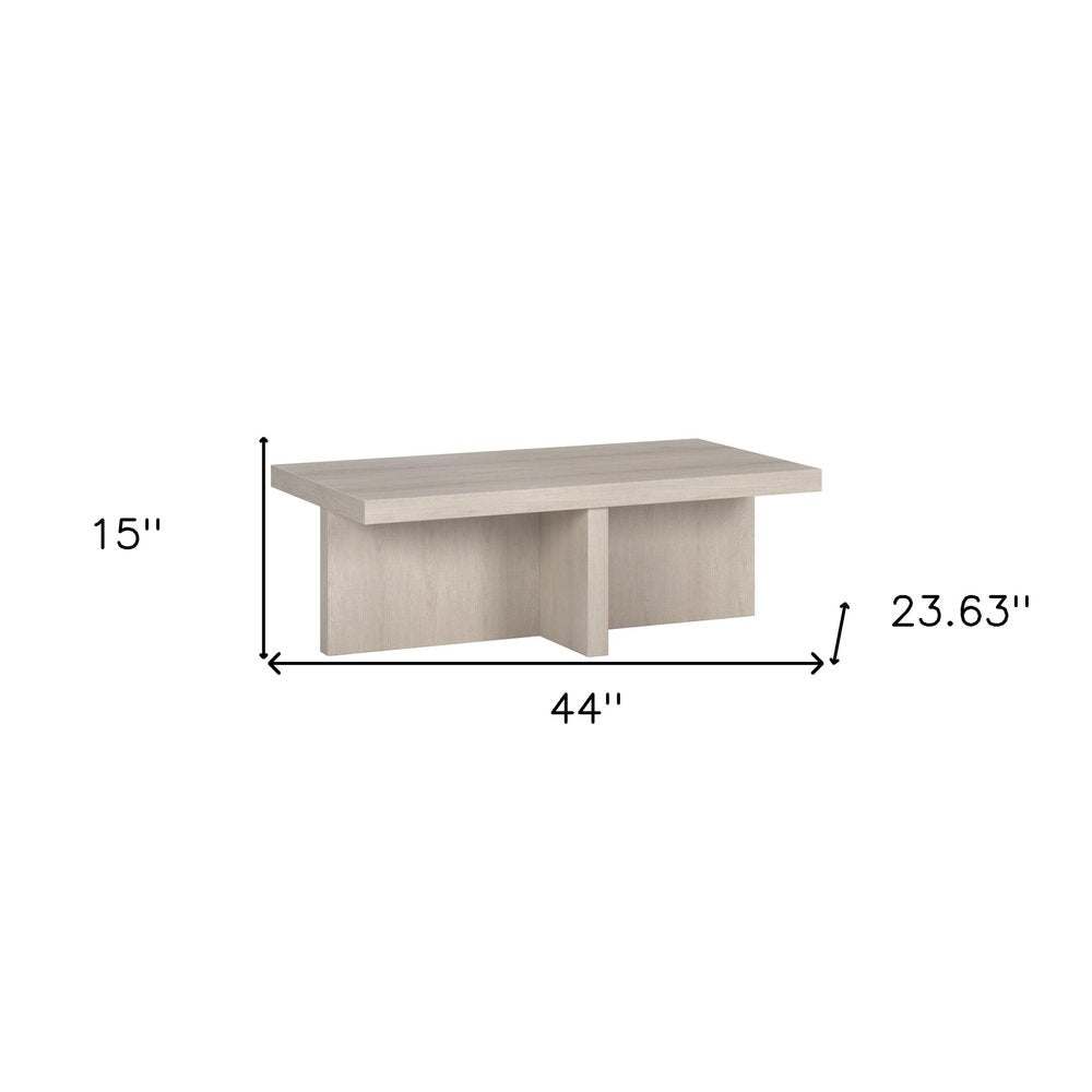 44" Alder White Wood Coffee Table