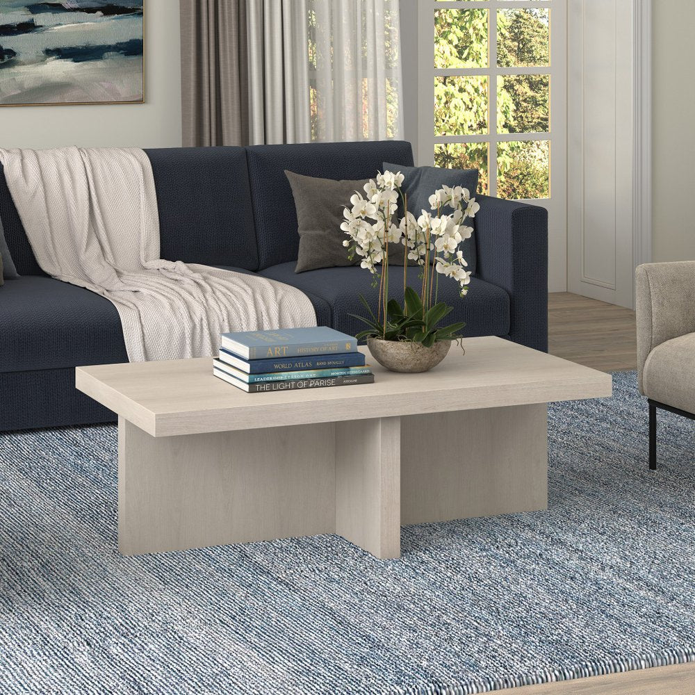 44" Alder White Wood Coffee Table