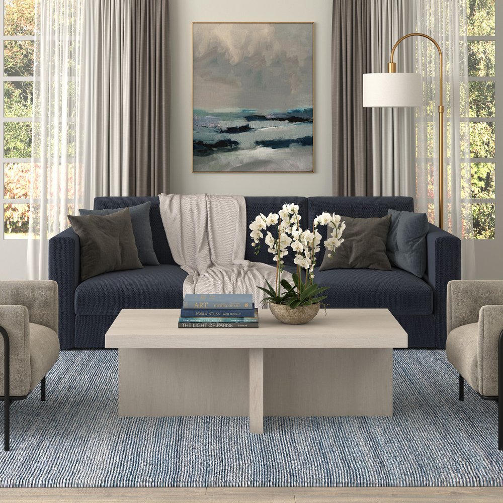44" Alder White Wood Coffee Table