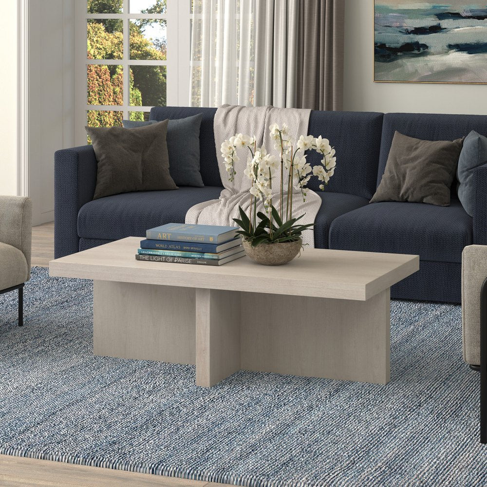44" Alder White Wood Coffee Table