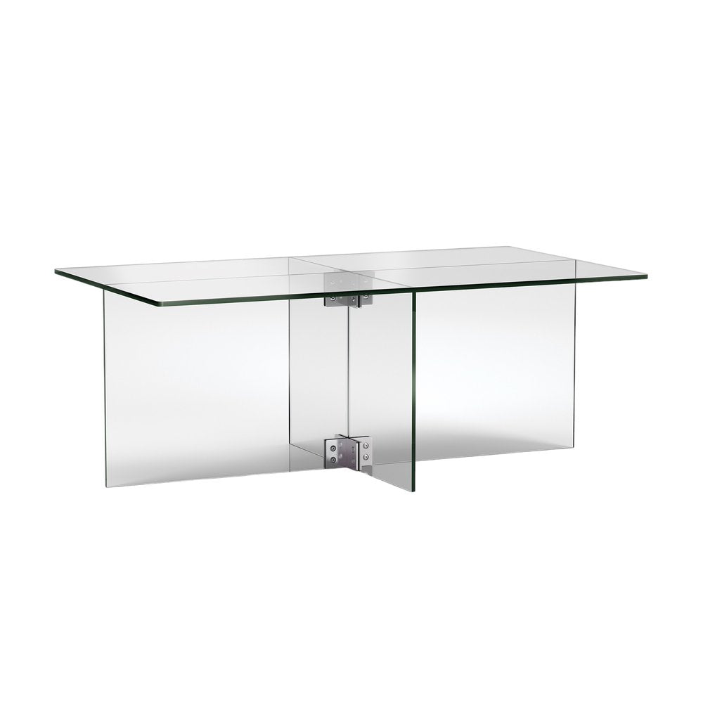 24" Clear Glass And Steel Coffee Table