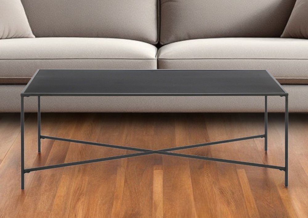 48" Black Steel Coffee Table