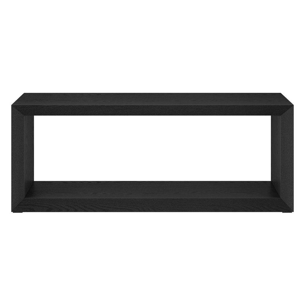 48" Black Faux Wood Coffee Table With Shelf