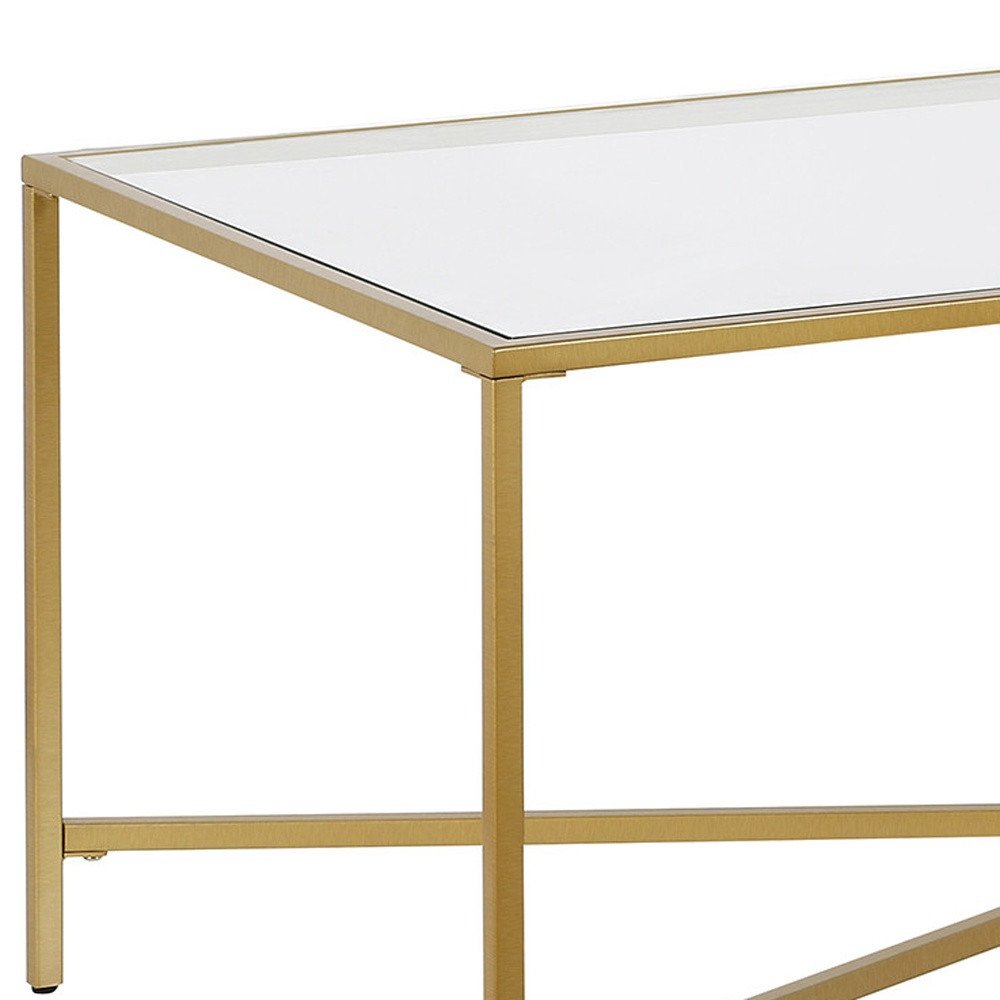 48" Gold Glass And Steel Coffee Table