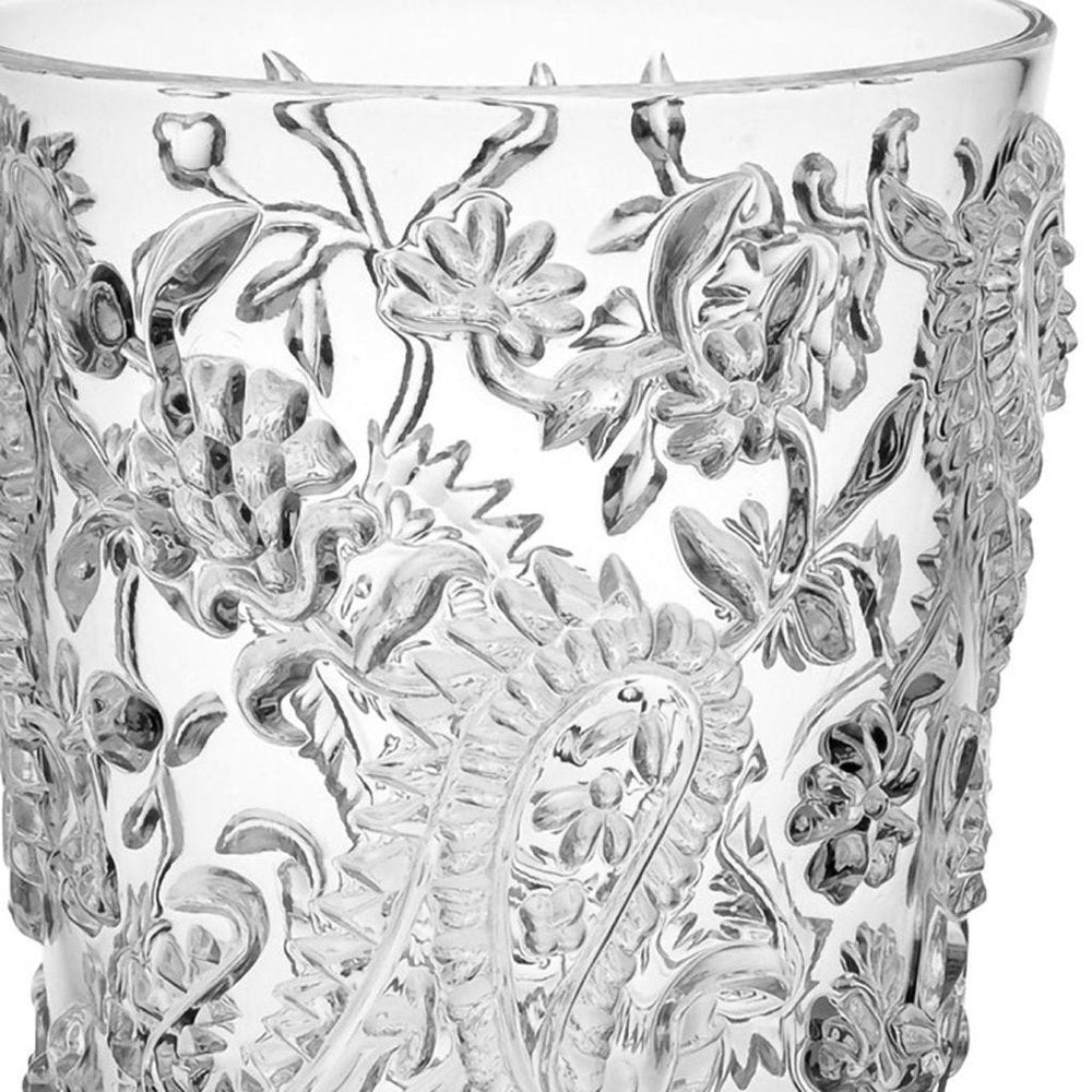 Set of Four Clear Paisley Acrylic Stemmed All Purpose Wine Glass